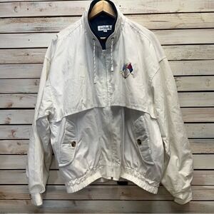 Vintage‎ Sail Away Men's Nautical Windbreaker White 80s Sailcore Preppy L